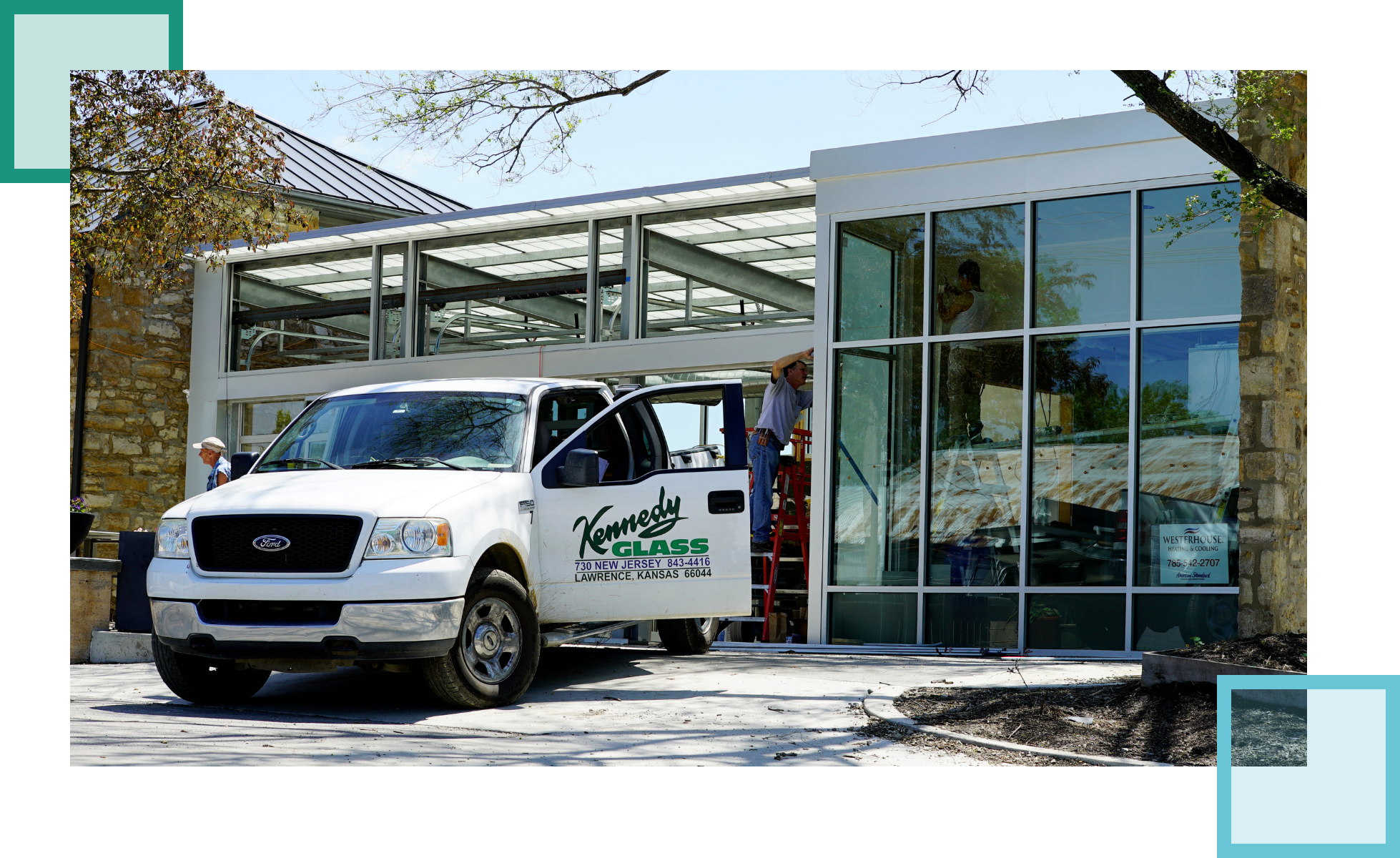 A Kennedy Glass custom glass installation truck